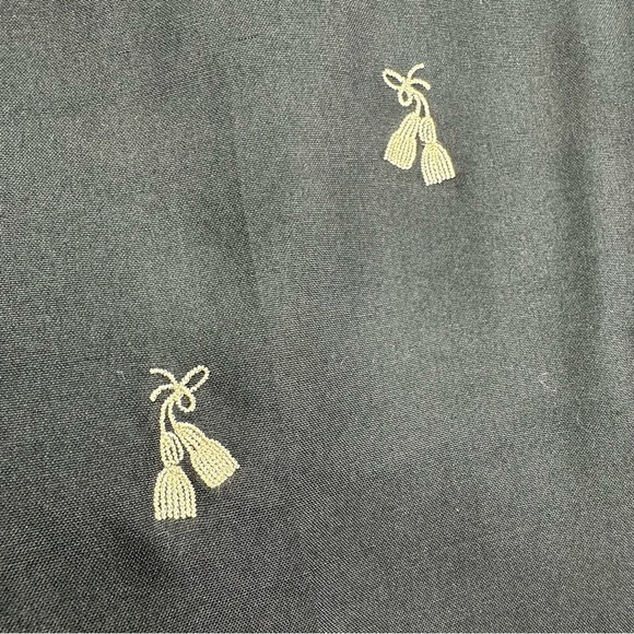 Talbots Pure Silk Embroidered Ankle Cropped Pants Womens 10P Black Lined - Picture 3 of 9